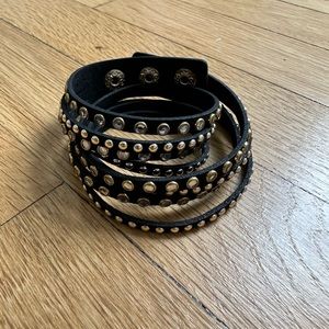 Leather double wrap bracelet